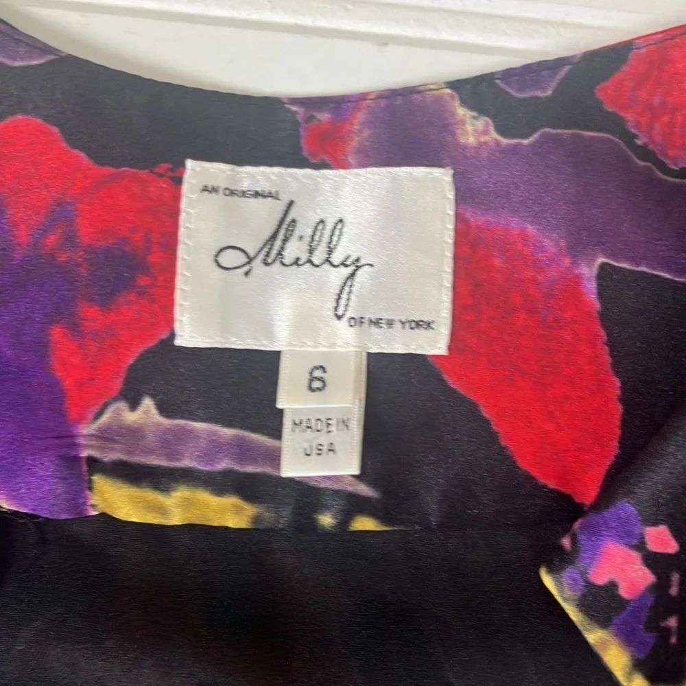 Milly of New York midi fit and flat silk printed dress, size 6 - Picture 7 of 11